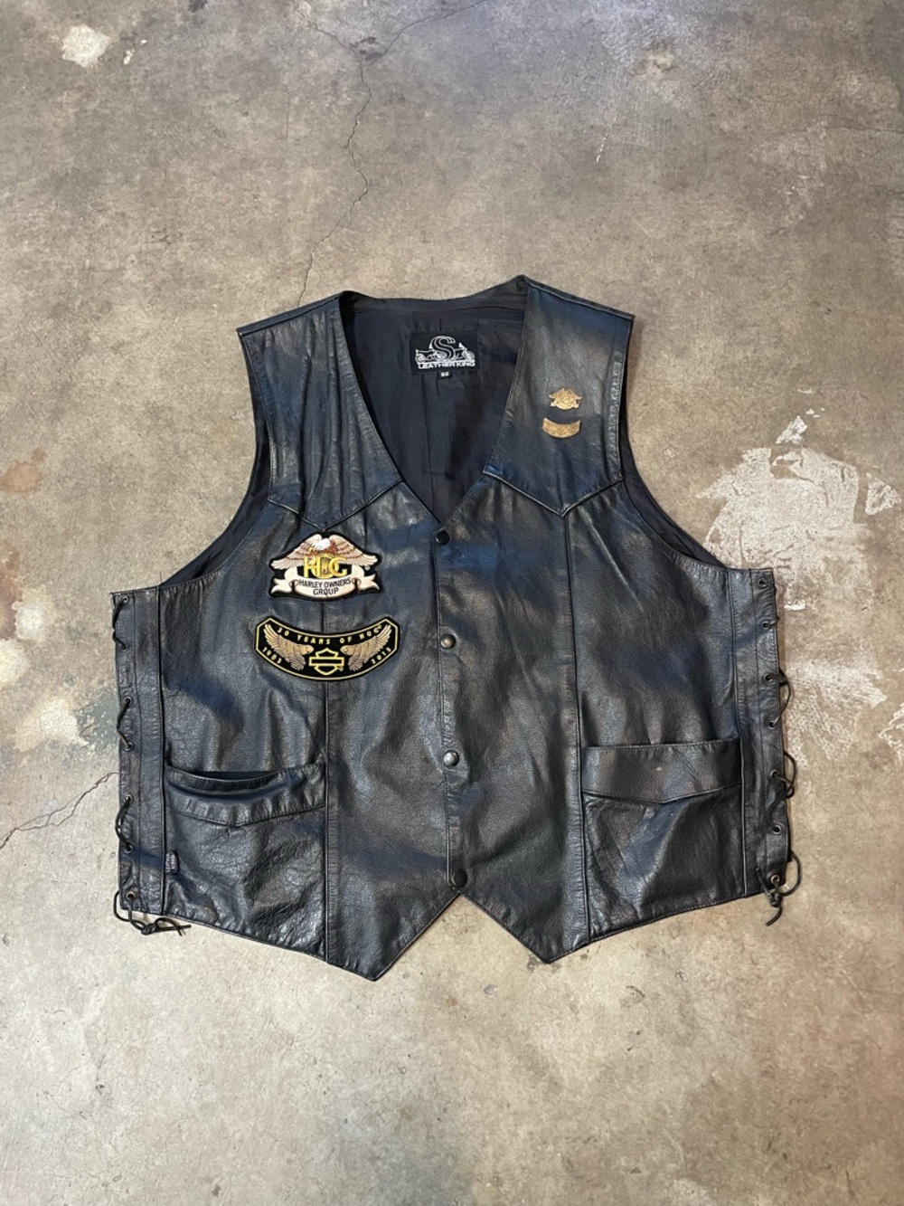 Vintage Leather King Harley Davidson Biker Vest